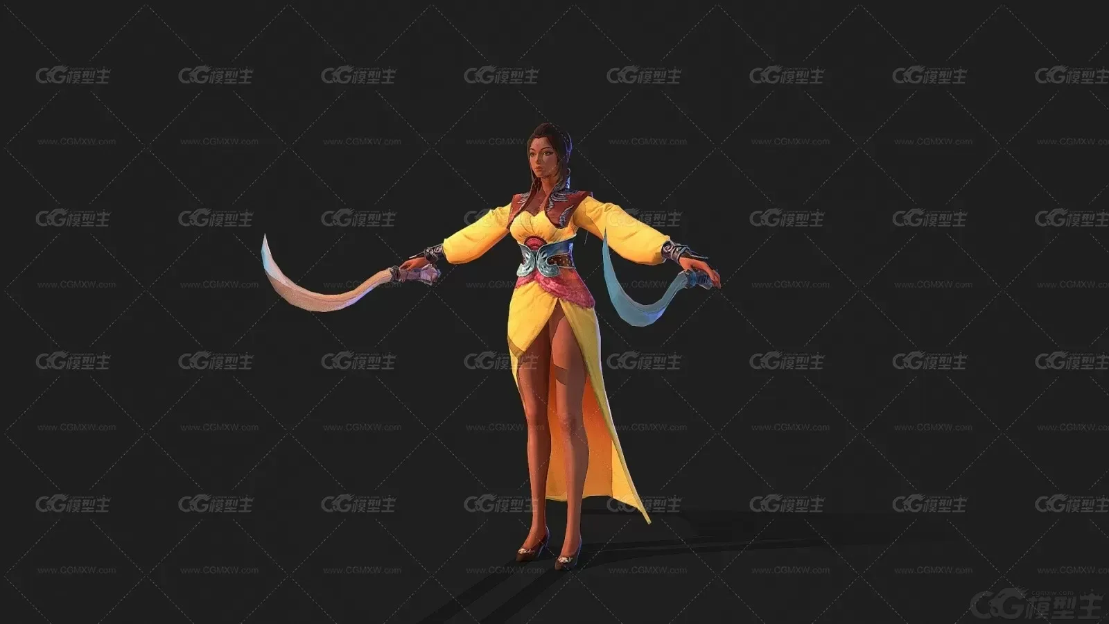 中国古代女 侠女 弯刀 波斯女王 女杀手 女刀客 女侠3D模型-3