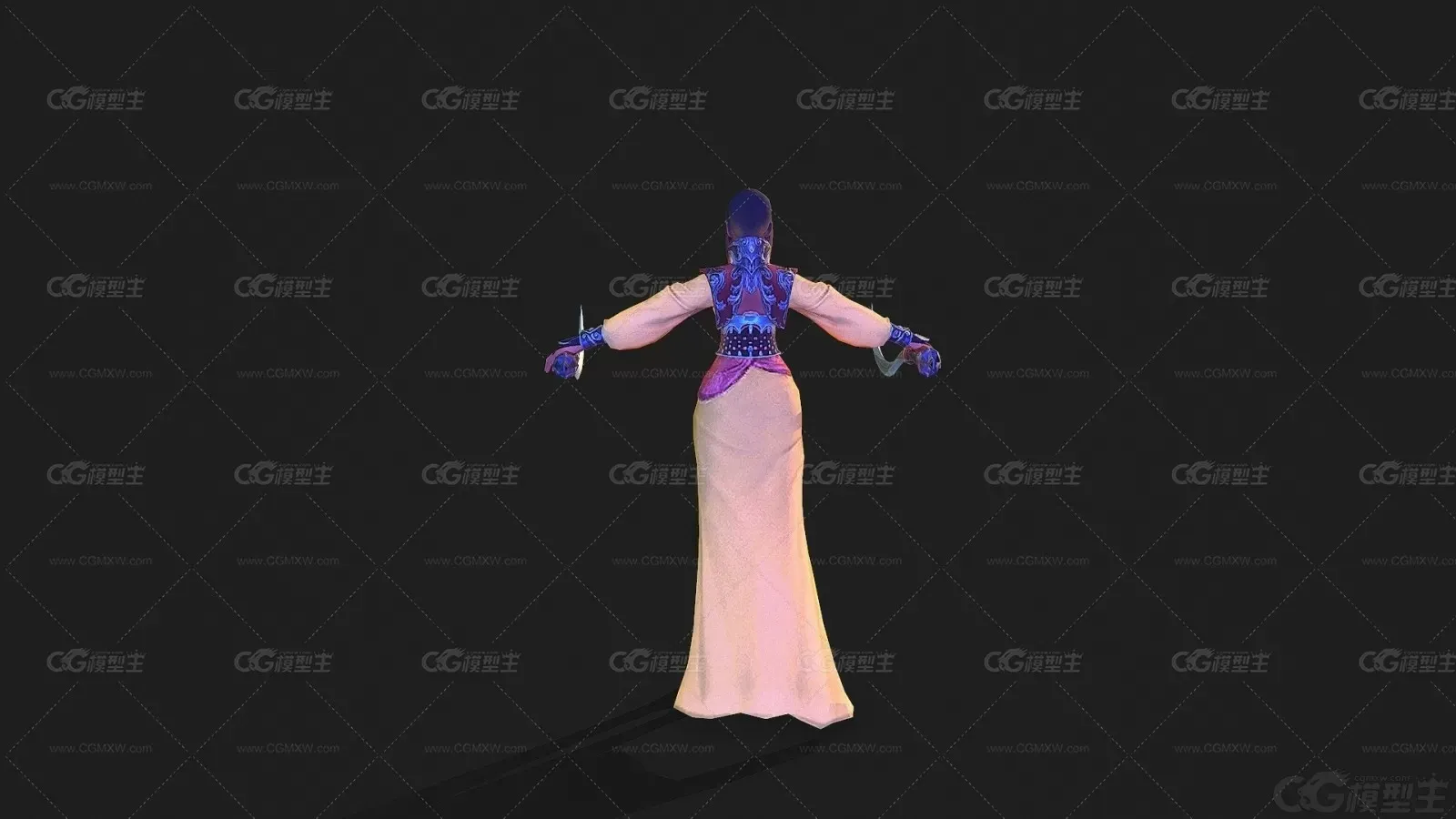 中国古代女 侠女 弯刀 波斯女王 女杀手 女刀客 女侠3D模型-5