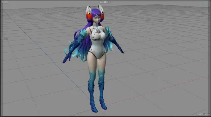 二次元紫衣美女 医药师 药剂师 女妖 女医师 女法师游戏3d模型 人物带绑定