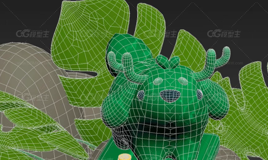 卡通 可爱蕨类植物Blender岩石Q版羚羊Lowpoly卡通3D模型-3