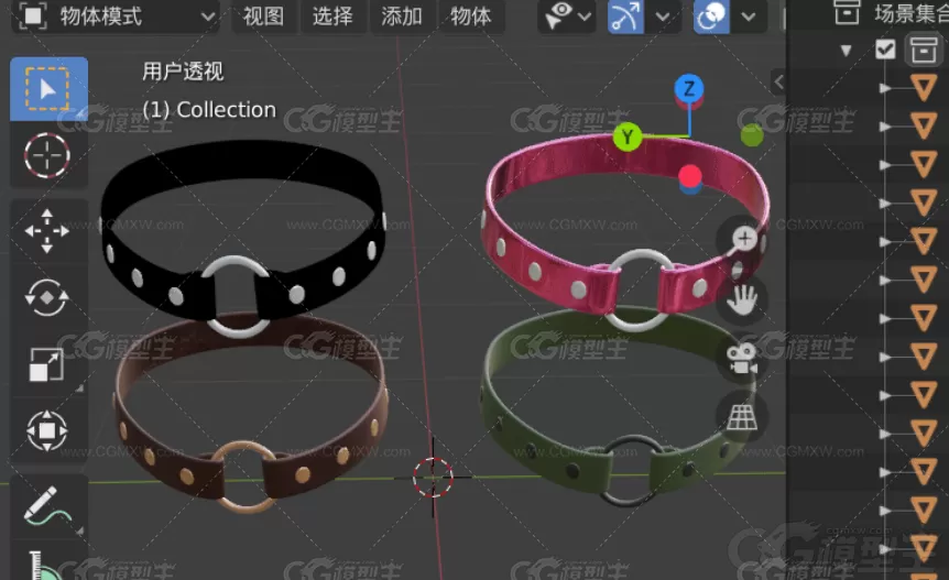 脖子装饰品项圈模型C4D Blend格式FBX OBJ 3dsMAX三维素材Lowpoly卡通3D模型-2