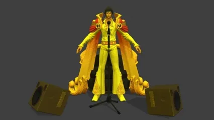 次时代王者荣耀角色模型 摇滚歌手 金色歌手 黄金歌手 猫王3D模型