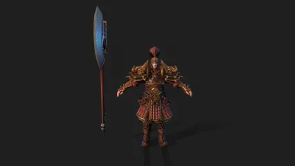 次时代三国大斧 战斧古代将军 武将 战士国风角色 猛将 统领 铠甲大将 战神3D模型