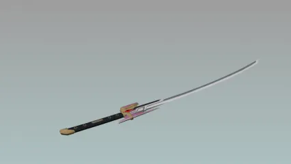 二次元太刀 长刀 东洋刀 武士刀 科幻武器游戏3d模型 带绑定动画人物
