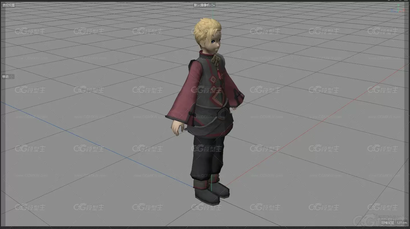 二次元小男孩 书童 小公子 小王子游戏3d模型 带绑定动画人物-4