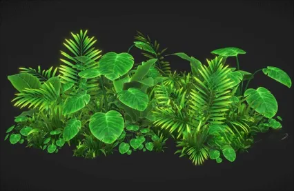 卡通 蕨类绿色植物模型C4D丛林沼泽水生杂草Lowpoly卡通3D模型