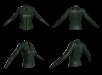 绿色制服 绿色女性皮衣 女战衣3d模型