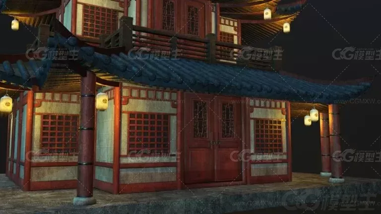 古代建筑 中国风建筑 古楼 阁楼 城楼 楼亭3d模型-6