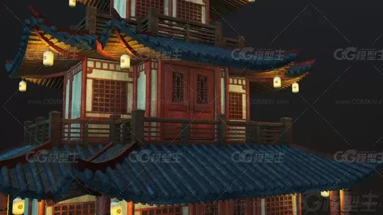 古代建筑 中国风建筑 古楼 阁楼 城楼 楼亭3d模型-7