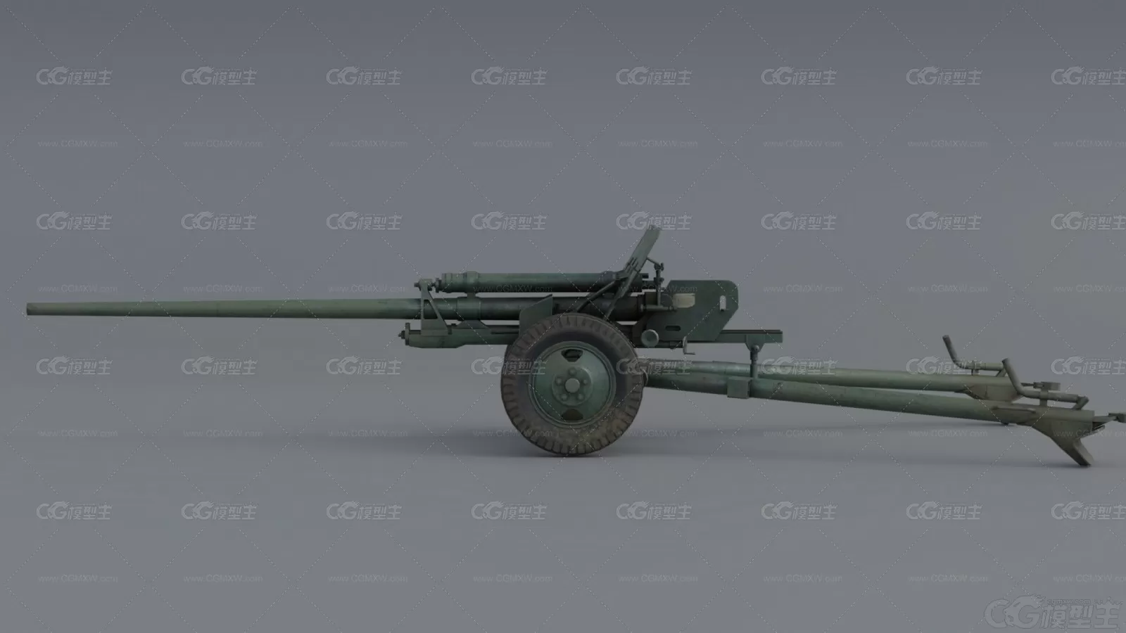 ZIS-2 苏联反坦克炮 1942 加农炮 大炮 火炮 火炮武器 二战大炮3D模型-1