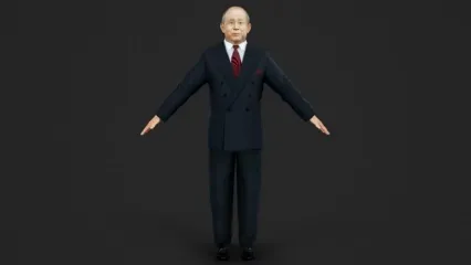 亚洲老人老板 老头 西装男子3D模型