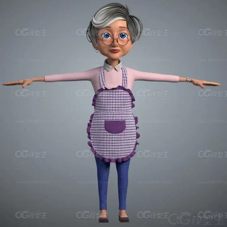 奶奶 围裙老奶奶 老欧 老妇 外婆3D模型-4