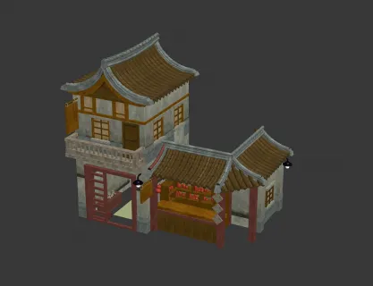 房子 建筑  古建筑 酒肆 酒店 酒楼 客栈 民房中国风古建筑3D模型