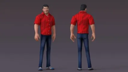大卫 – 卡通人物 西方男性 壮汉 卡通男人 q版人物角色3d模型