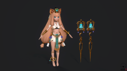 Overhit-Bastet 控猫师 魔法师 小魔仙 小萝莉 小美女次时代RPG游戏角色3D模型