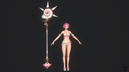 OverHit-Frey 法师 女武士 女巫 女祭司 女仙女神 法杖次时代游戏角色3D分模型