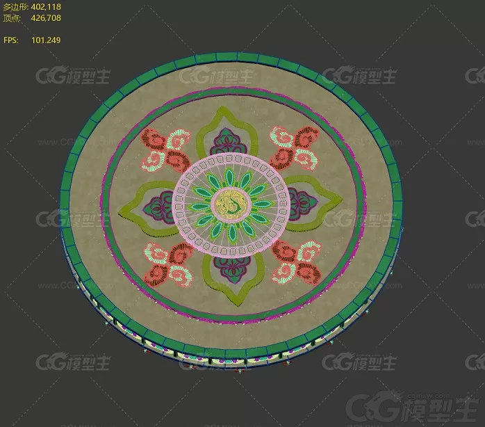 圆台 仙台 主城区台面 地形 石台 舞台 擂台 古代戏台3D模型-2