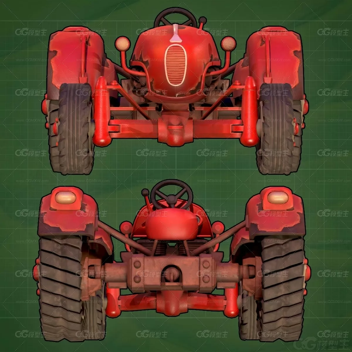 拖拉机 Q版概念汽车 拖拉机 农用车3D模型-2