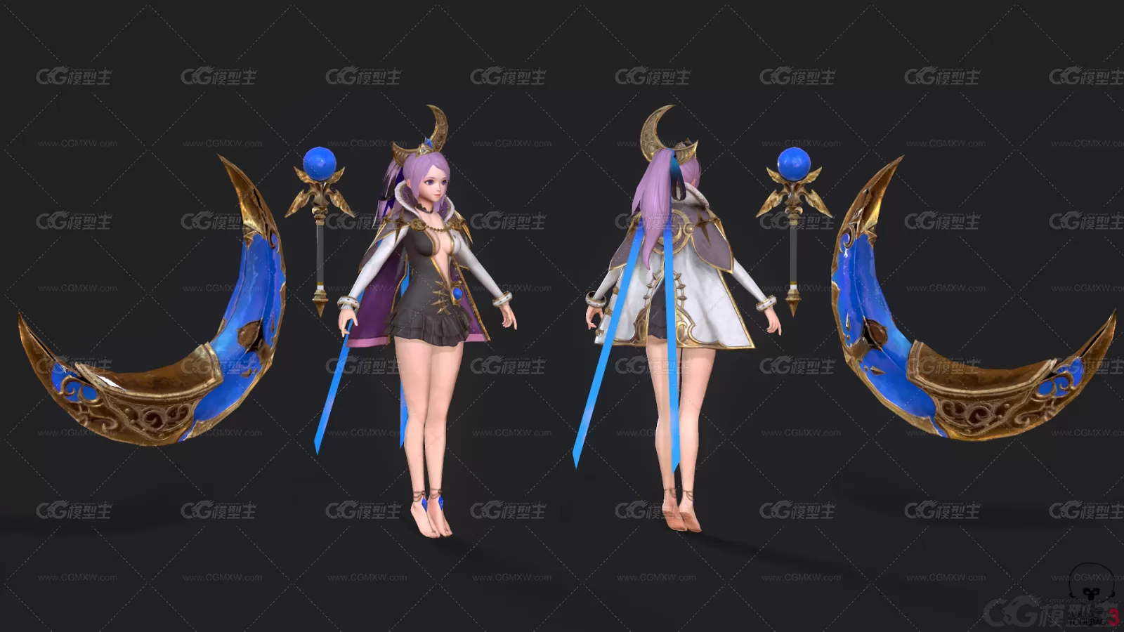 OverHit-Luna 坐月亮的美女 魔法美少女 美少女战士 魔法师 小萝莉3D模型