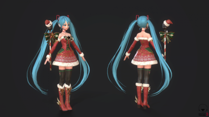 OverHit-Miku_Christmas知音 扎马尾美女 小萝莉 妙音女孩音乐女郎 美少女歌手3D模型