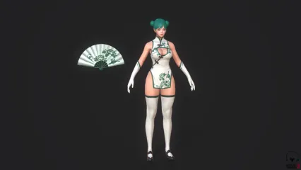 Overhit-Pyran_Meirin 旗袍美女 青衣美女 拳王 春丽 扇子女战士3D模型