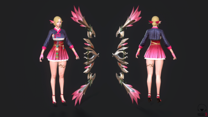 Overhit-Seris_NewYear 樱花裙子弓箭手 美女战士 女神 美少女战士 武士3D模型