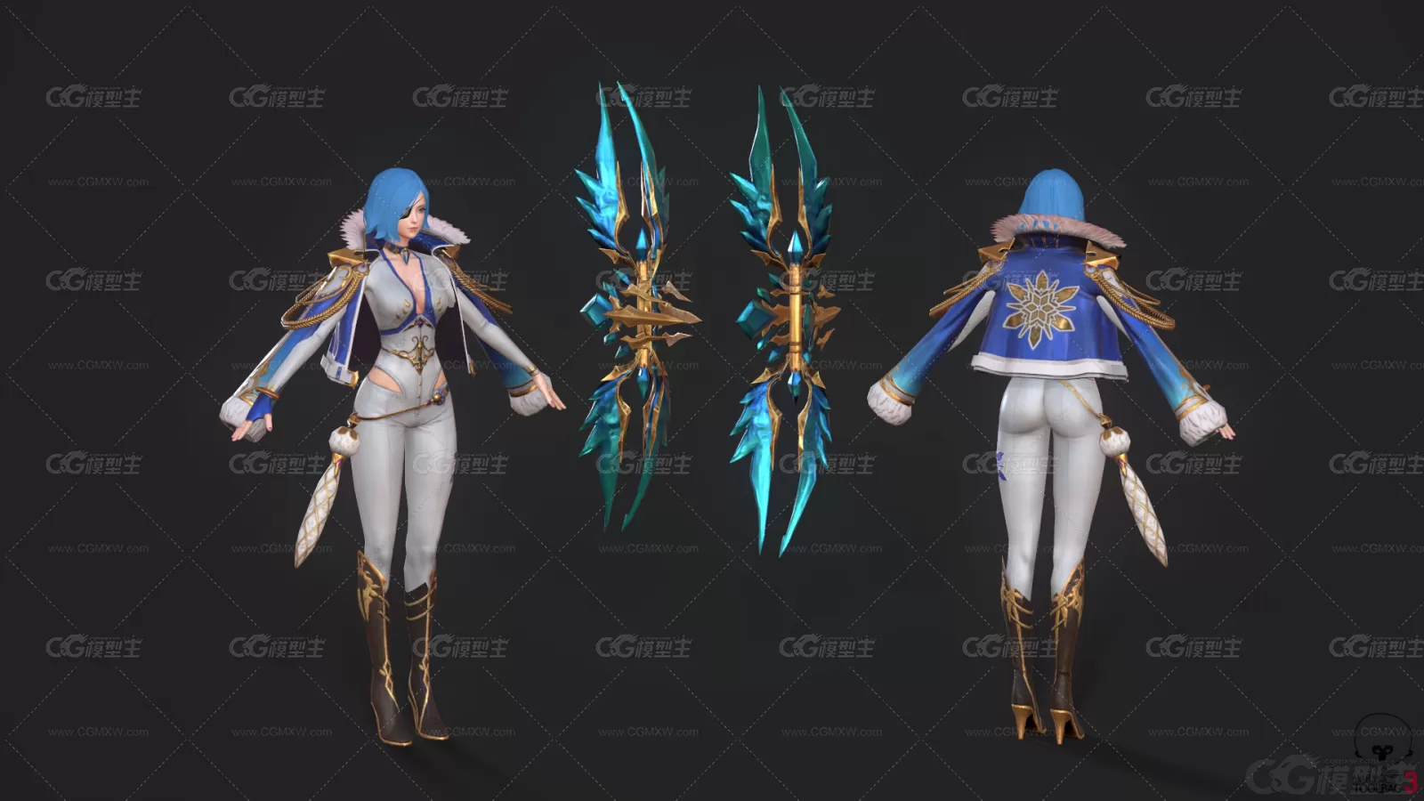 Overhit-Skadi 美女小集合弓箭手 女神 美少女战士 武士3D模型-3