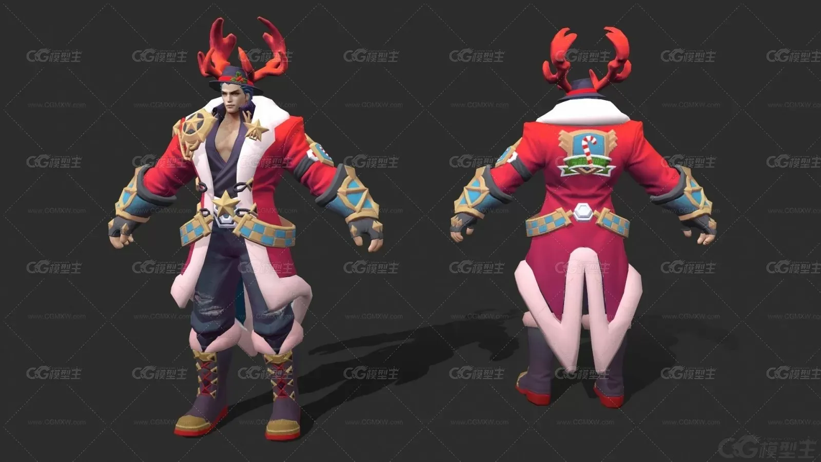 次时代圣诞战士 圣诞男 武士 吕布 王者3D模型-3