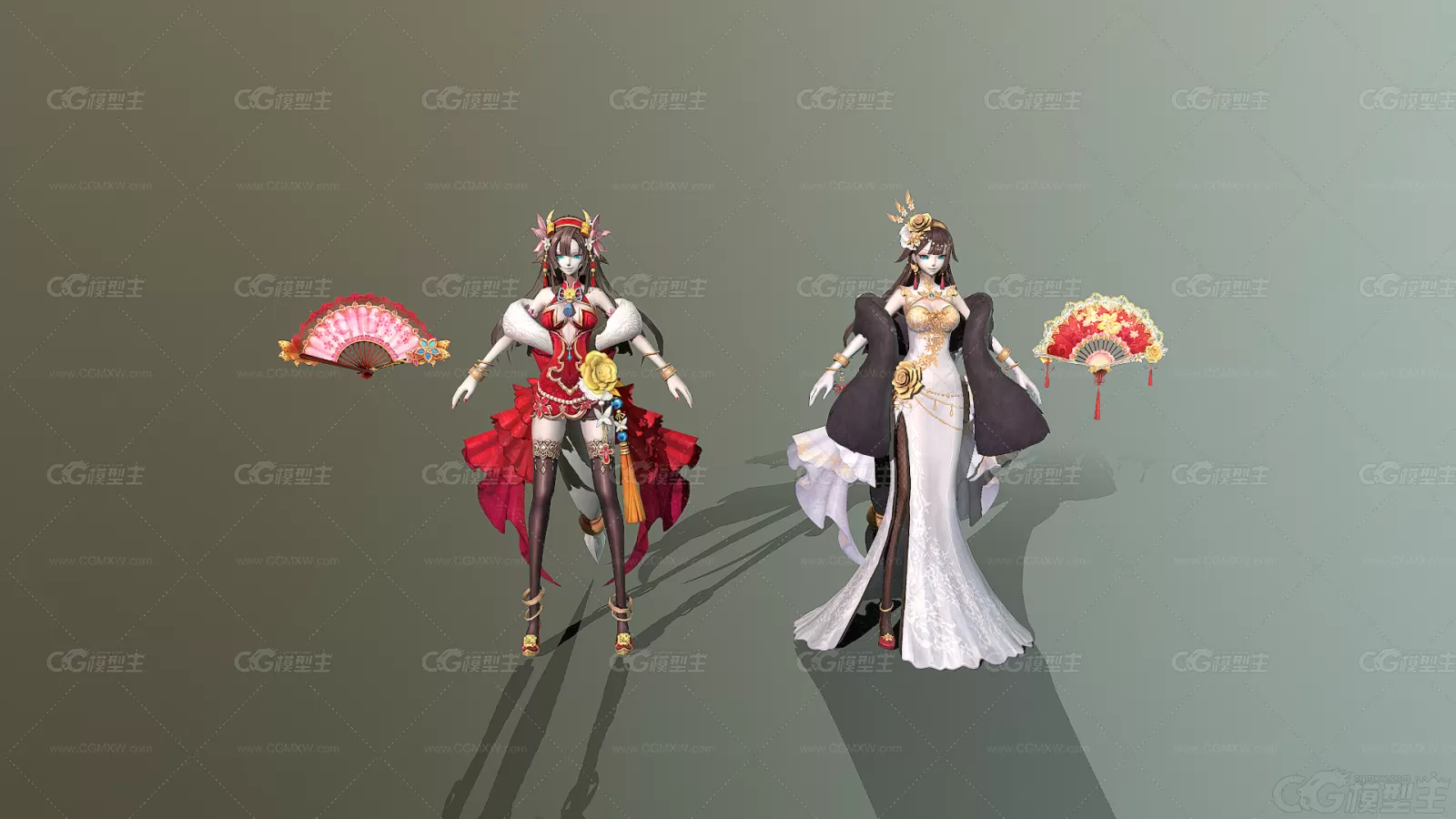 二次元美少女貂蝉 歌姬 舞姬 小萝莉 小魔仙 美少女战士 美女魔法师3D模型-2