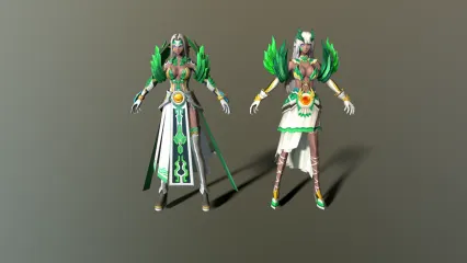 二次元美少女长腿精灵战士 魔法师 丛林战士 野蛮人3D模型