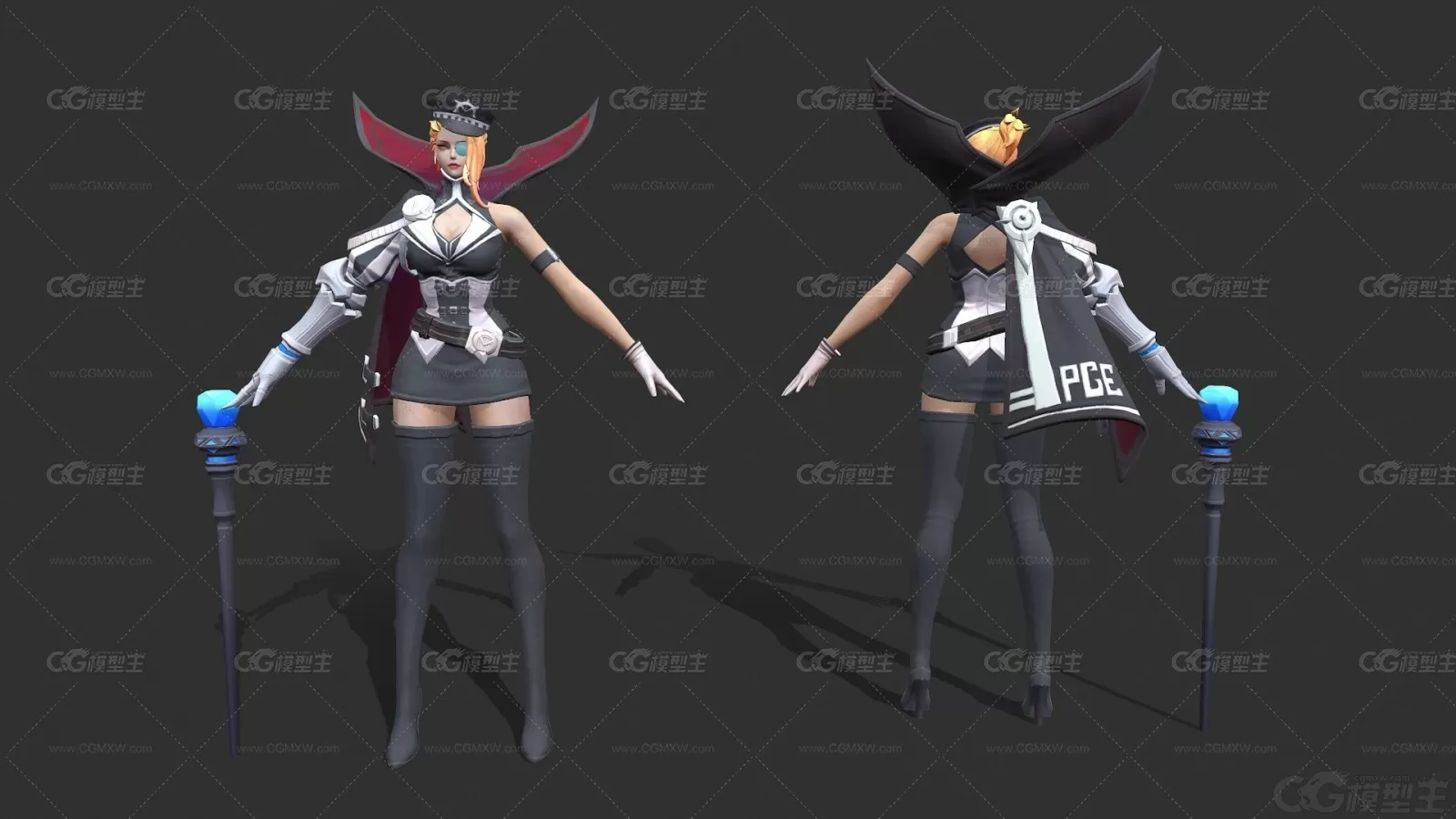 次时代女战士 女军人 女魔法师 魔导师 女妖王者3D模型-3