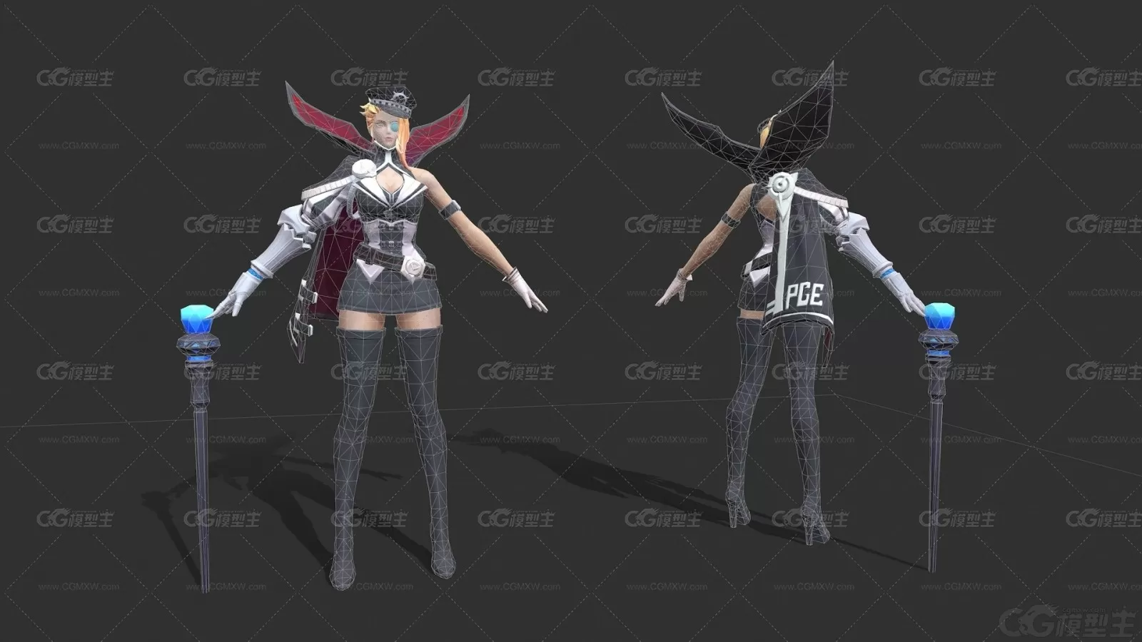 次时代女战士 女军人 女魔法师 魔导师 女妖王者3D模型-5