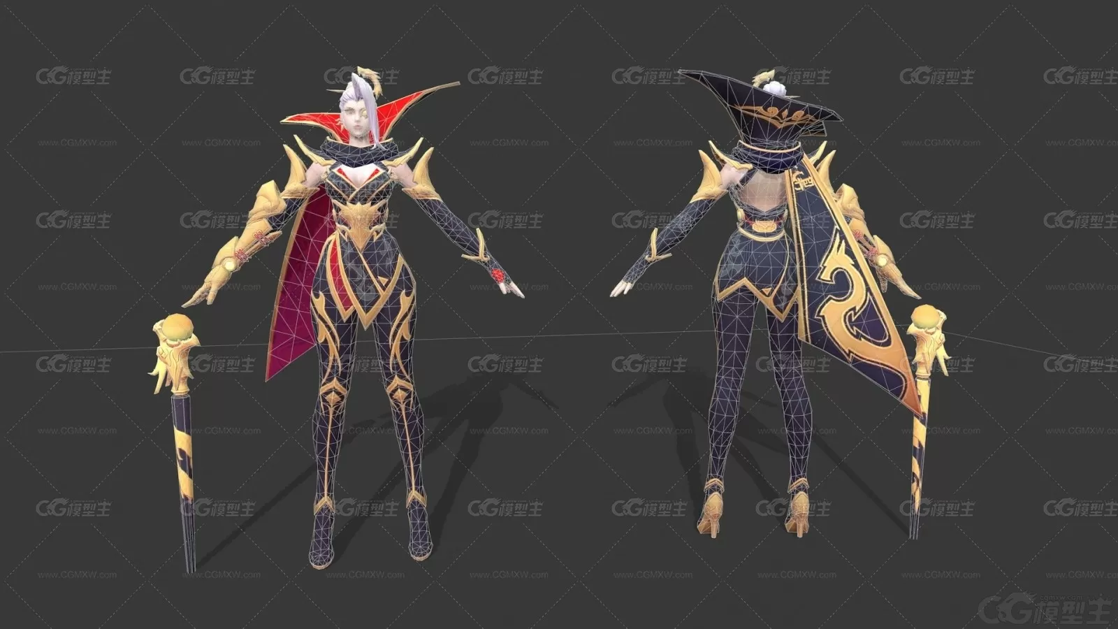 次时代女战士 女军人 女魔法师 魔导师 女妖王者3D模型-4