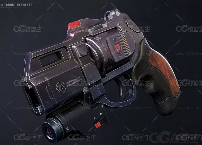 赛博朋克左轮枪 科幻手枪 未来手枪 左轮手枪3d模型-1