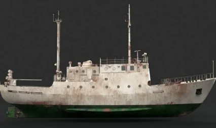 旧船 渔船 铁船 打鱼船 货船3d模型
