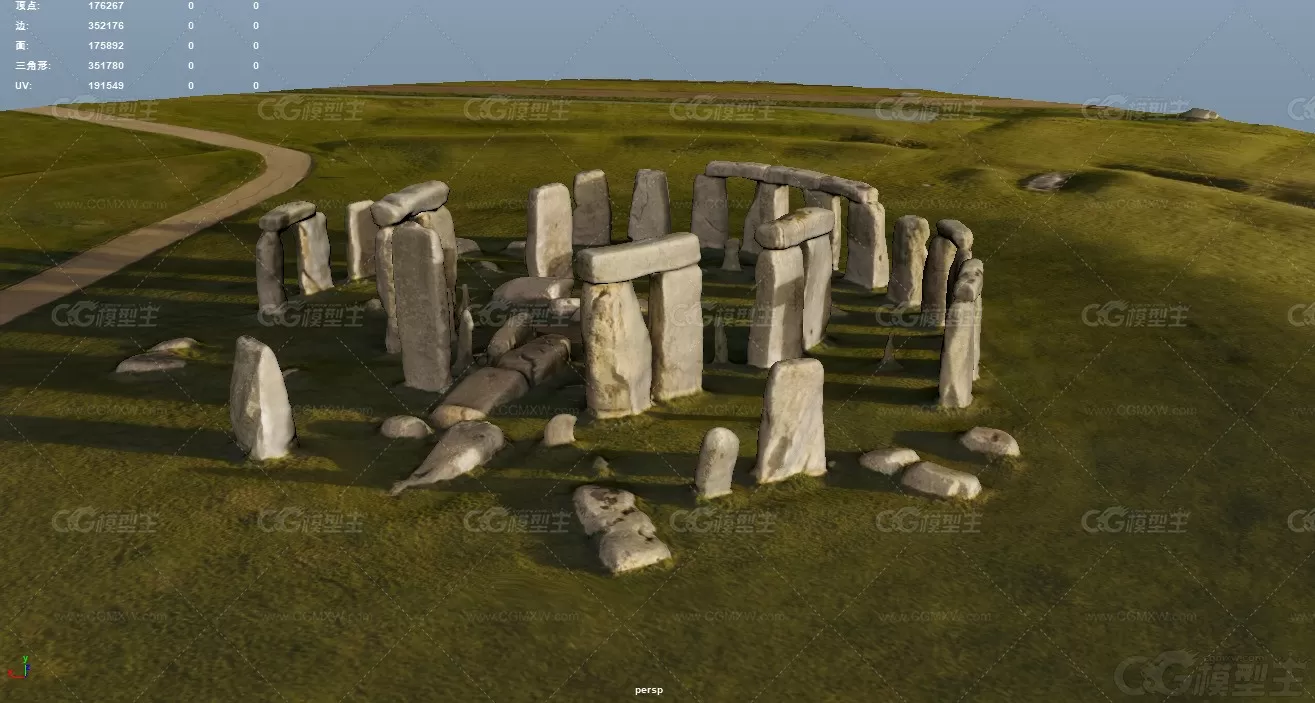 巨石阵 环状列石 石头阵 太阳神庙 历史遗迹 石头 场景英伦三岛3D模型-1