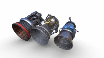 火箭推进器 火箭发动机 猛禽与推进器 航天器 PBR材质3D模型