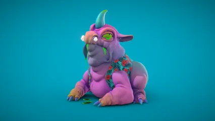 卡通独角兽 Q版独角兽 怪兽 独角怪物3D模型