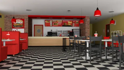 快餐店 汉堡店 西餐店 中餐店3D模型
