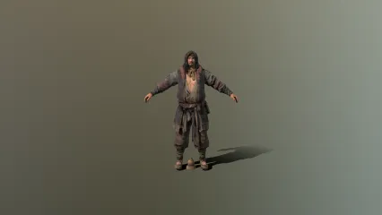 MJ npc 国风 古装 大叔 古代叫花子 丐帮弟子 乞丐 破烂衣服男子3D模型