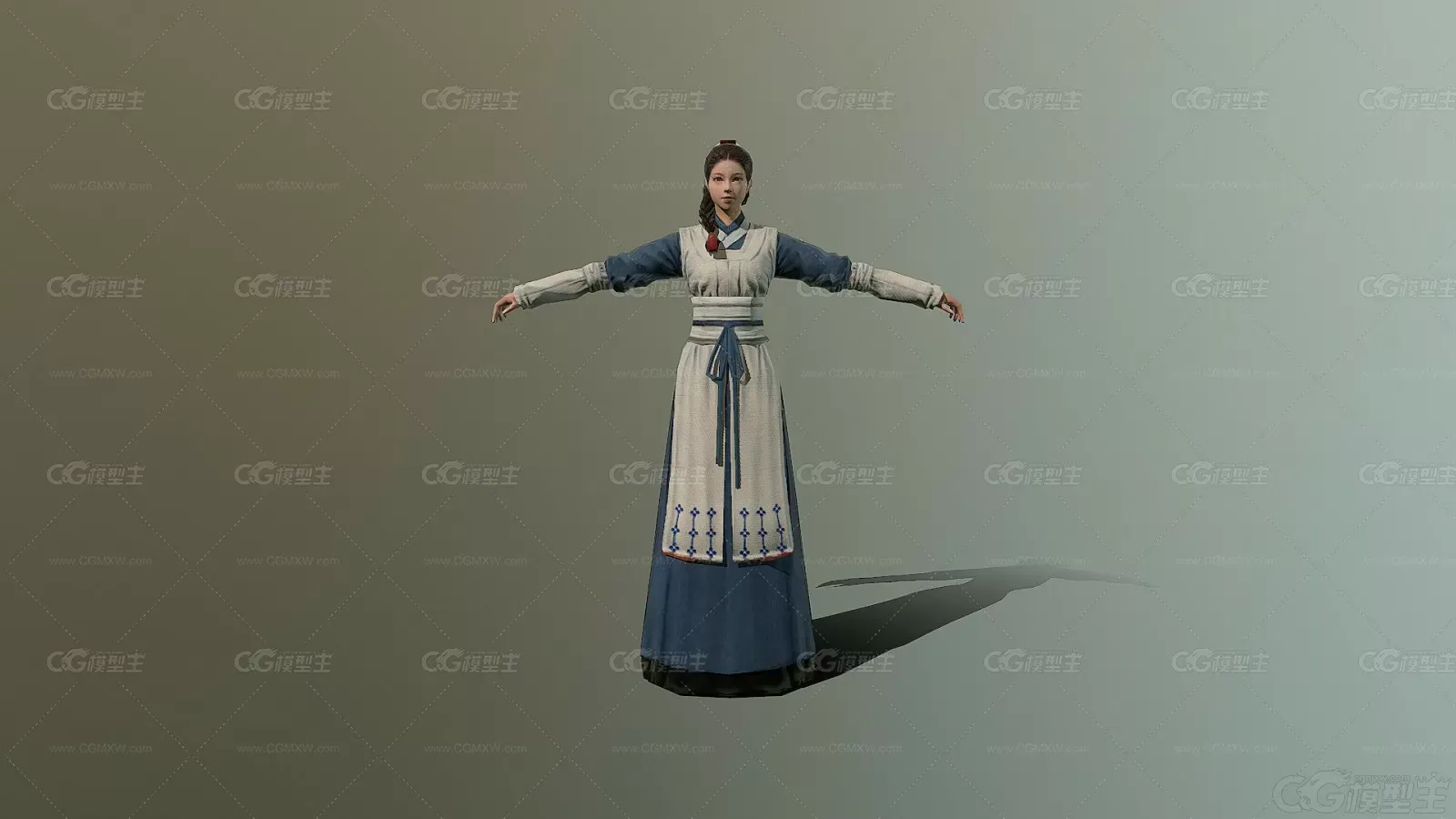 MJ npc 国风 古装 女孩 女仆人 佣人 奴仆 奴婢 下人3D模型-1