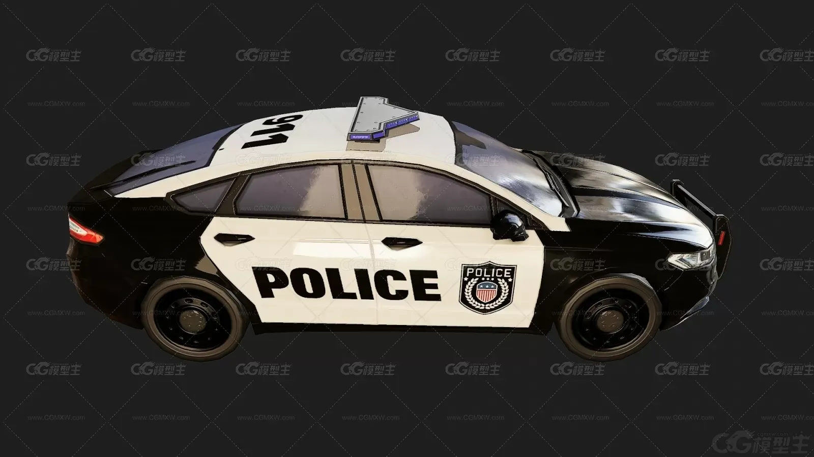 低模 Low Poly 西方警车 警用车辆 交通警车 警用巡逻车3D模型-2