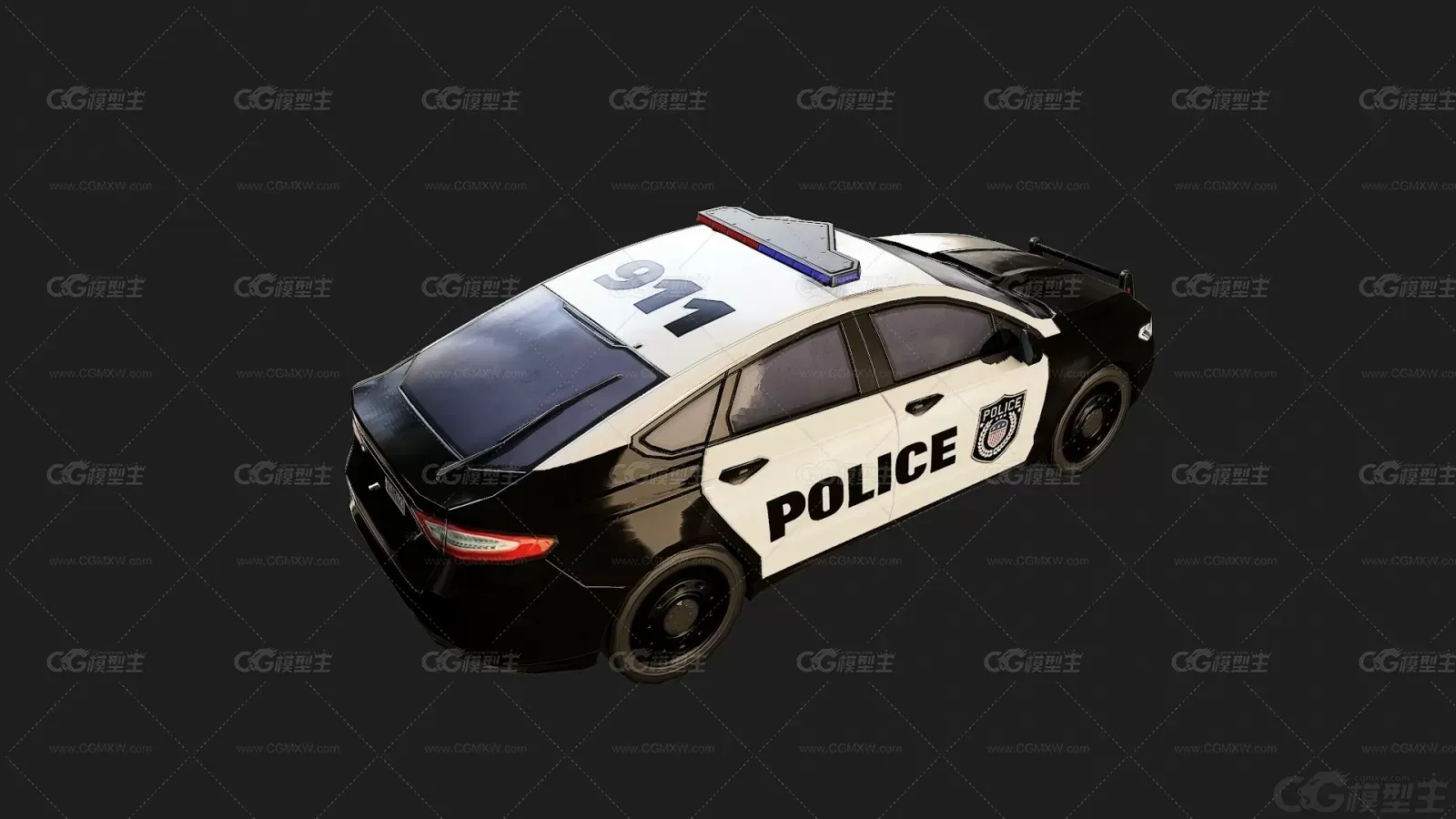 低模 Low Poly 西方警车 警用车辆 交通警车 警用巡逻车3D模型-3