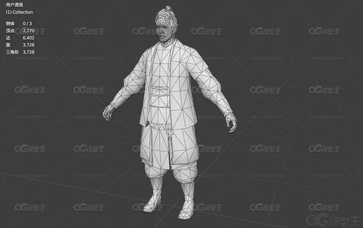 MJ 国风 古装 男 战士 古代人物 男子 勇士 保镖 镖师 武士3D模型-4