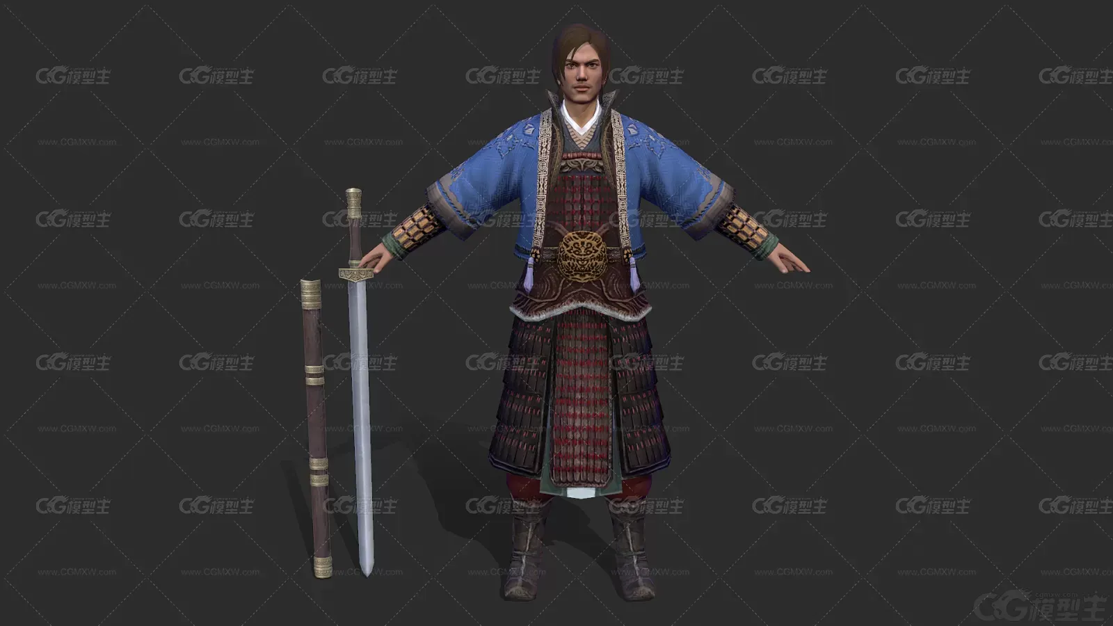次世代 写实 古装侠客 剑客 大侠 将军 高手 武侠 中国风 侠士 统领 古代人物男战士-1