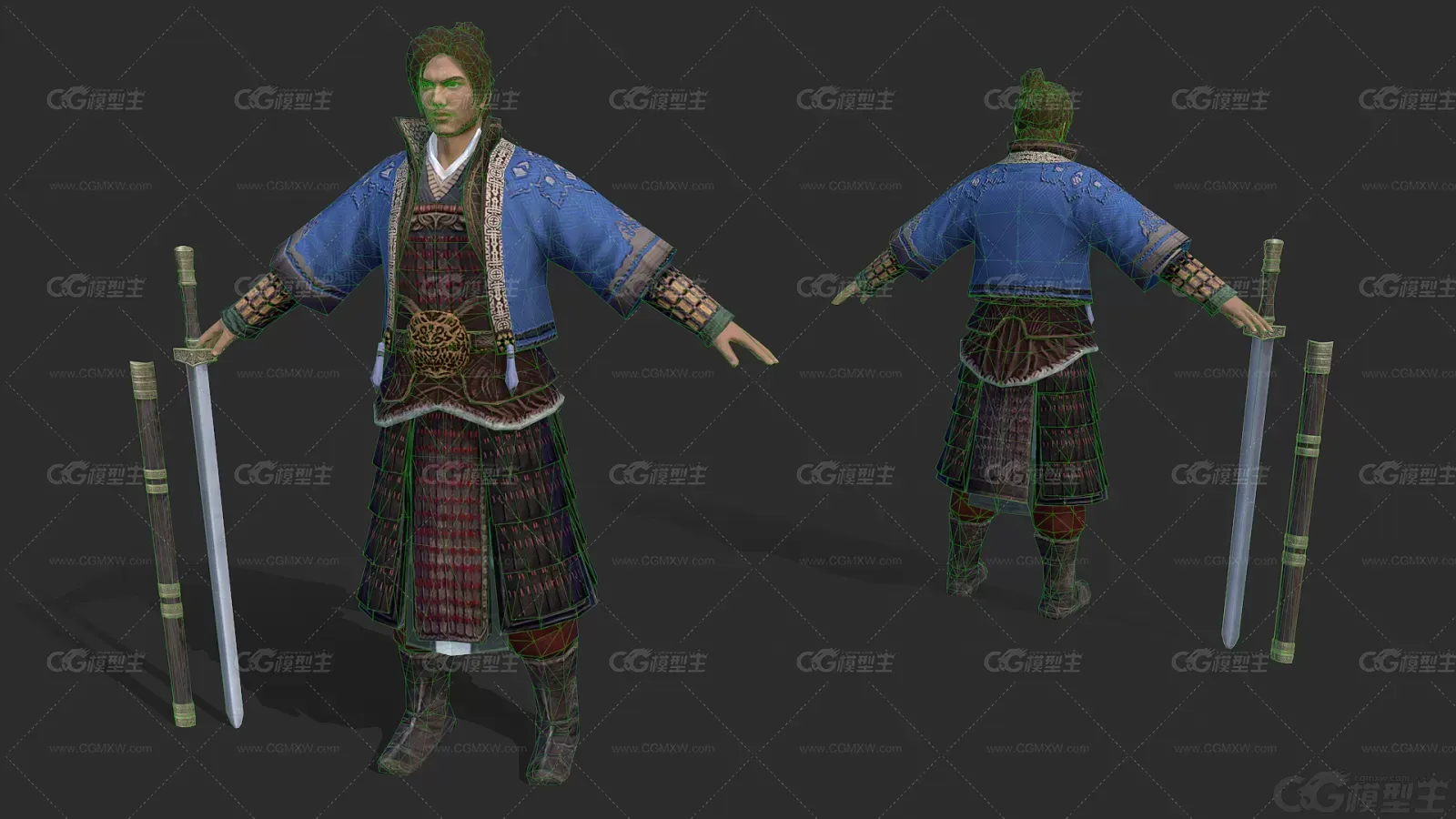 次世代 写实 古装侠客 剑客 大侠 将军 高手 武侠 中国风 侠士 统领 古代人物男战士-4