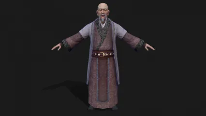 国风古装男老人 古代男人 农夫 老头古代人物 佝偻老者老人 村民 财主 村长 财主3D模型