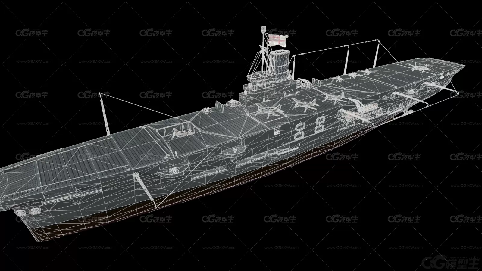 海军舰艇军舰舰船 弓箭手护卫舰模型 埃塞克斯级航空母舰3D模型-5