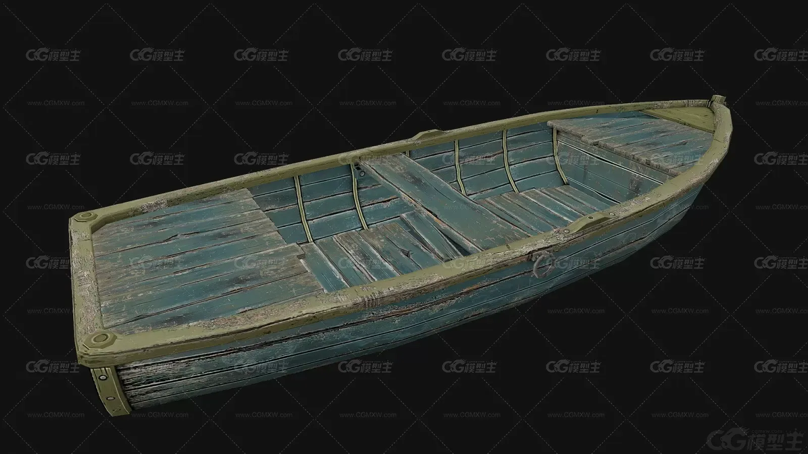小木船 木舟 小渔船3D模型-1