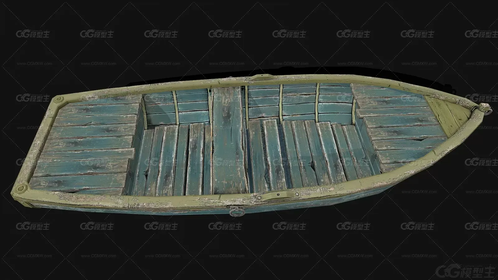 小木船 木舟 小渔船3D模型-2